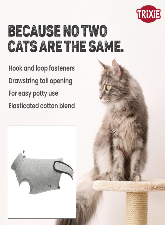 Trixie Protective Body for Cats - S-M (32-36 cm), Soft Recovery Suit for Post-Surgery or Wound Care, Breathable Cat Bodysuit, Grey - Image 3